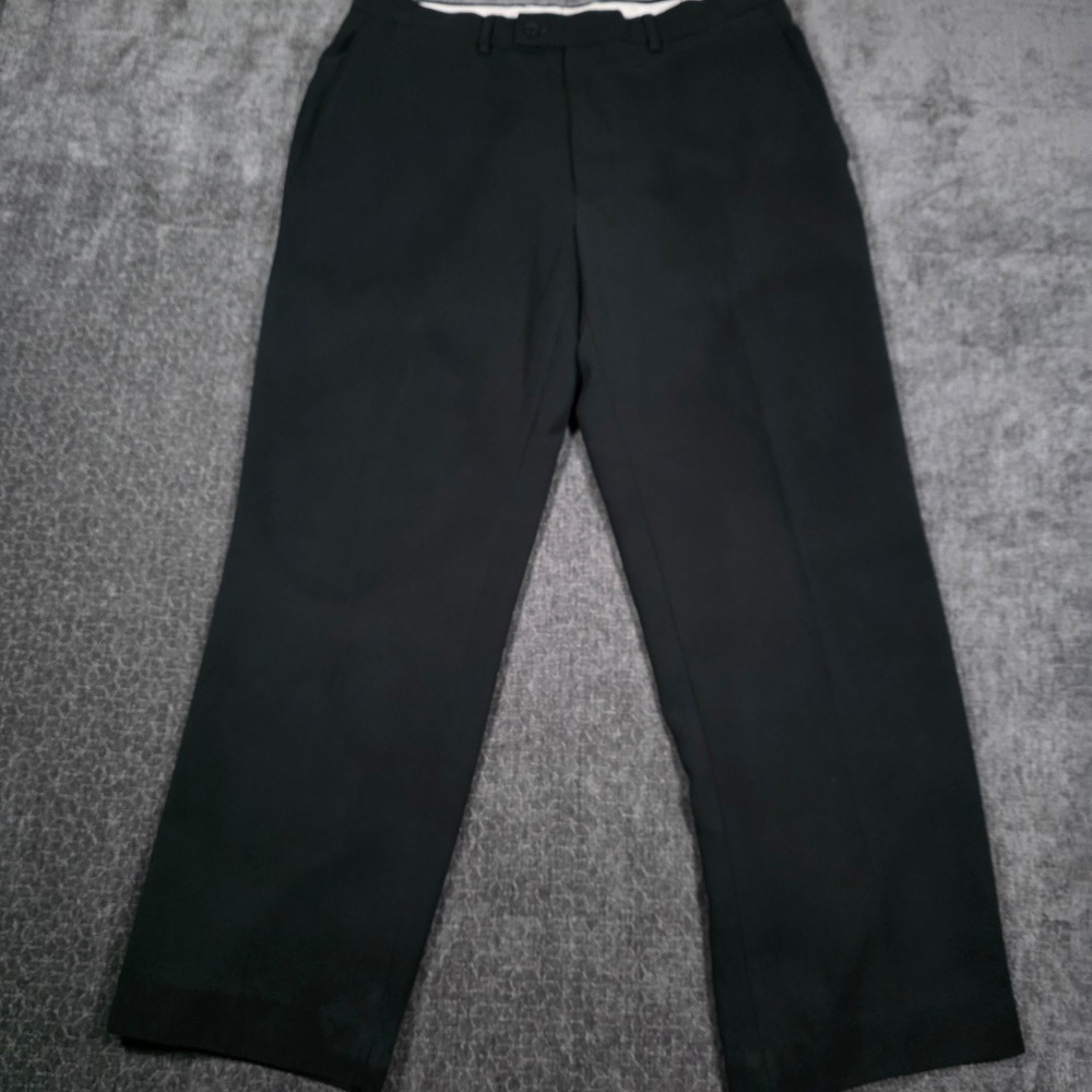 Alan Flusser Golf Mens Black Flat Front Straight Leg Athletic Dress Pants 36x30